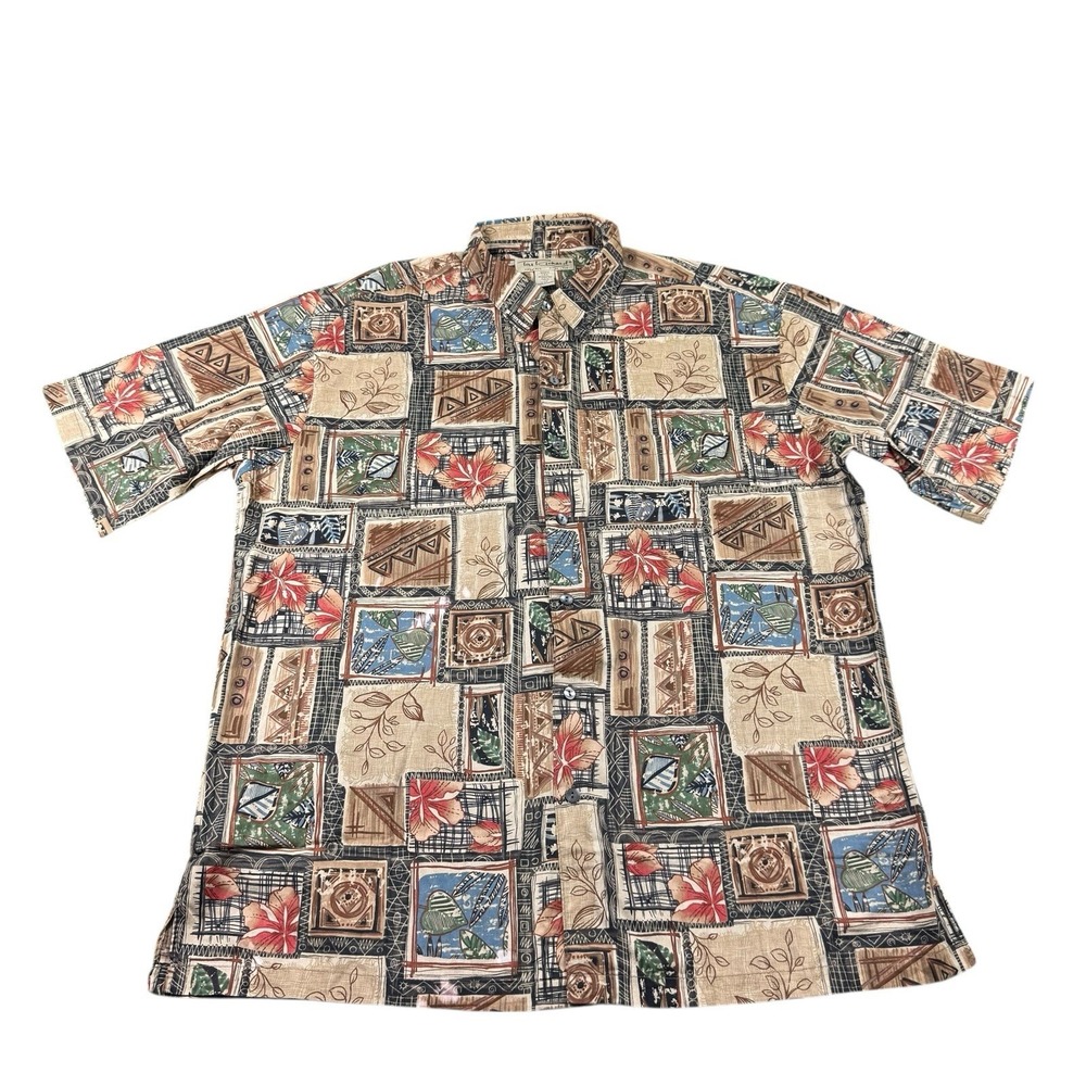 Tori Richard Cotton Lawn Hawaiian S/S Men's Button Front Size Large